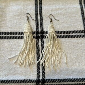 White tassel bead earrings